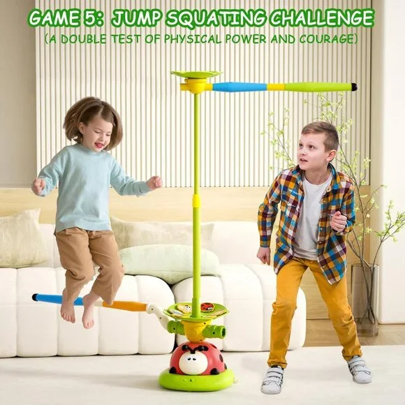 5 in 1 Musical Jump Toys, Toss Ring Game Stomping Launch Rocket Launcher for Kid